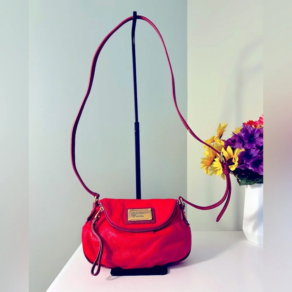 Marc by Marc Jacobs Red Leather Crossbody Bag with Gold Accents